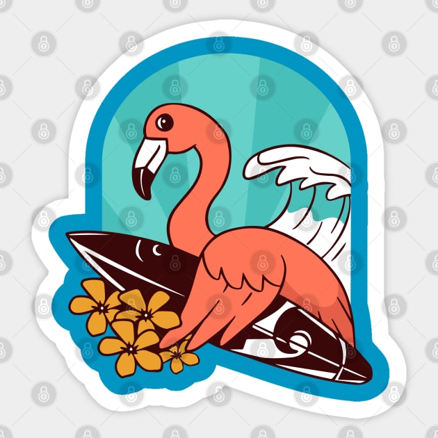 Flamingo Surfer Sticker by Imp's Dog House